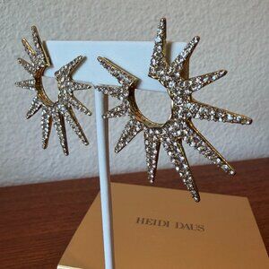 HEIDI DAUS "Twilight Sunburst" Clear Crystal Pave Pierced Earrings